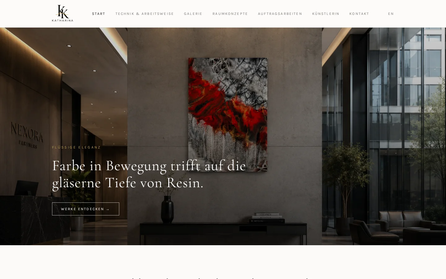 Screenshot of the Katja Krumm Fluid Art website
