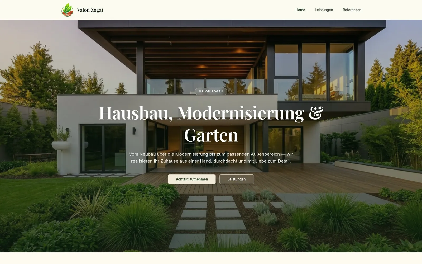 Screenshot of the Valon's Green Creations website